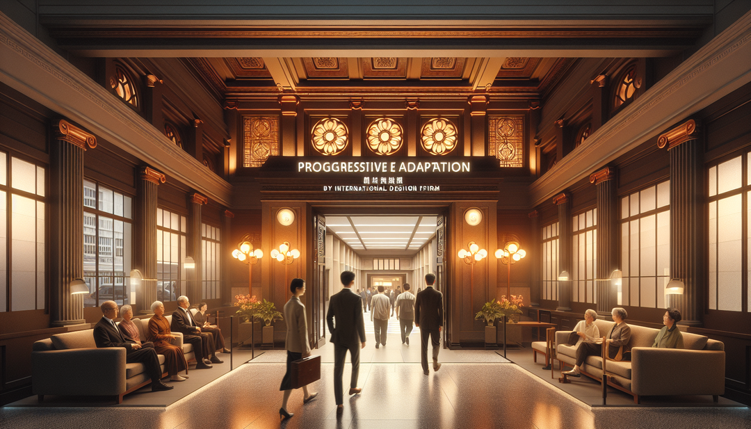 Illustrate a scene where a traditional South American bank undergoes a modern transformation with innovative lighting design by a Korean company, 'LumiSpace'. Show the moment when visitors step into the bank and are greeted by a new, welcoming atmosphere created by the unique lighting design along the entrance and corridors. Capture the blend of tradition and modernity in the bank's new identity, symbolizing a positive message to customers and the local community.