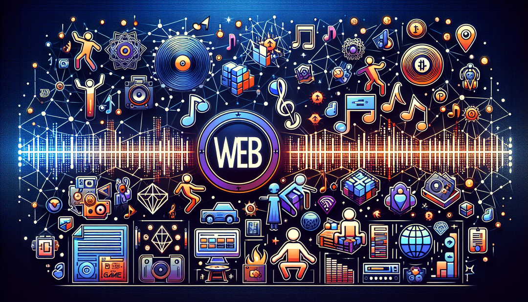 a web3 blockchain banner related to NFT, music, entertainment in Web3