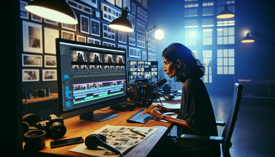 A Video Editor crafting a compelling visual narrative for a brand's message.