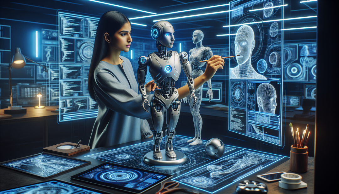 A person and a robot working together to create engaging content.